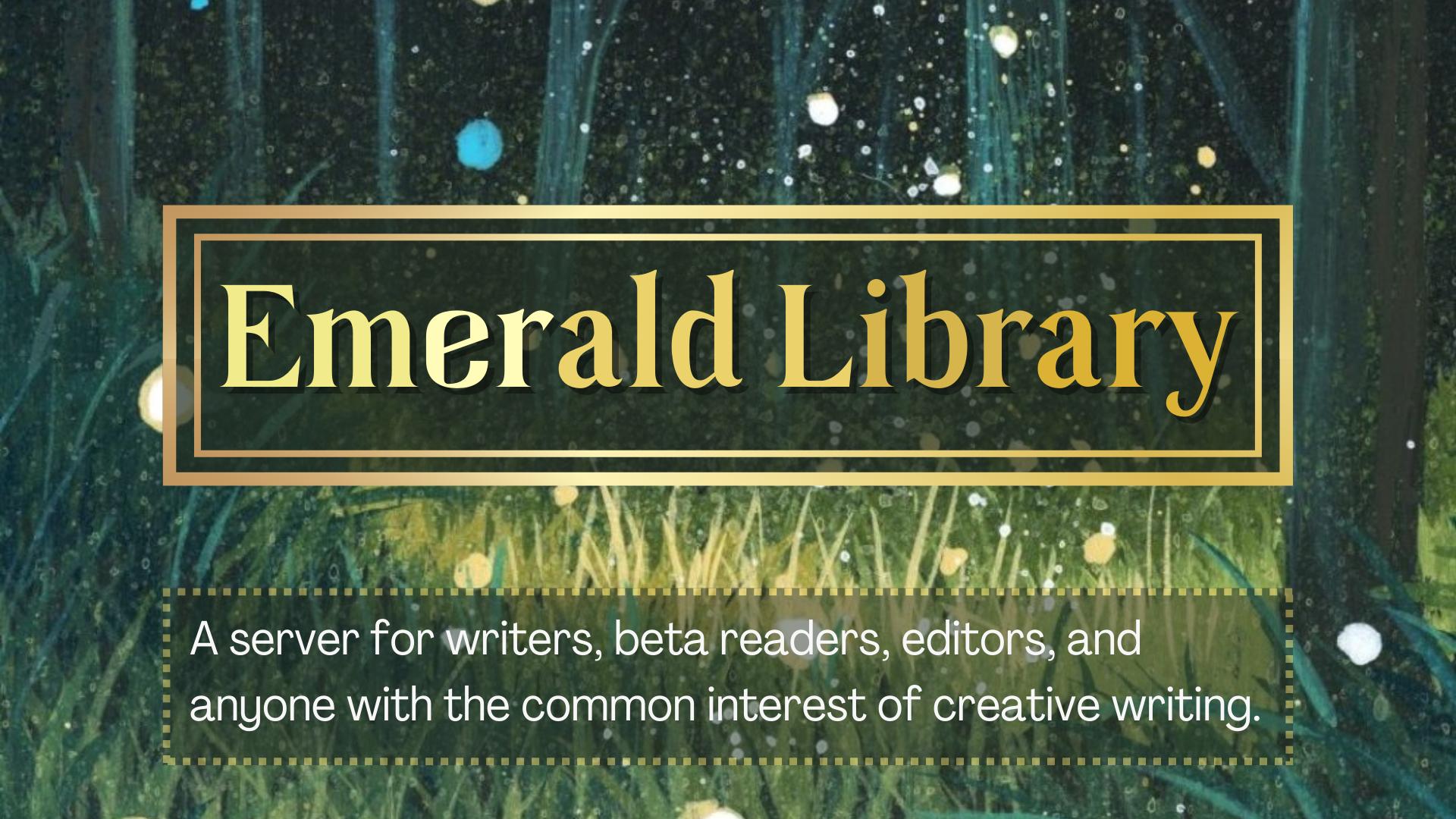 Discovery splash banner for Emerald Library Discord server