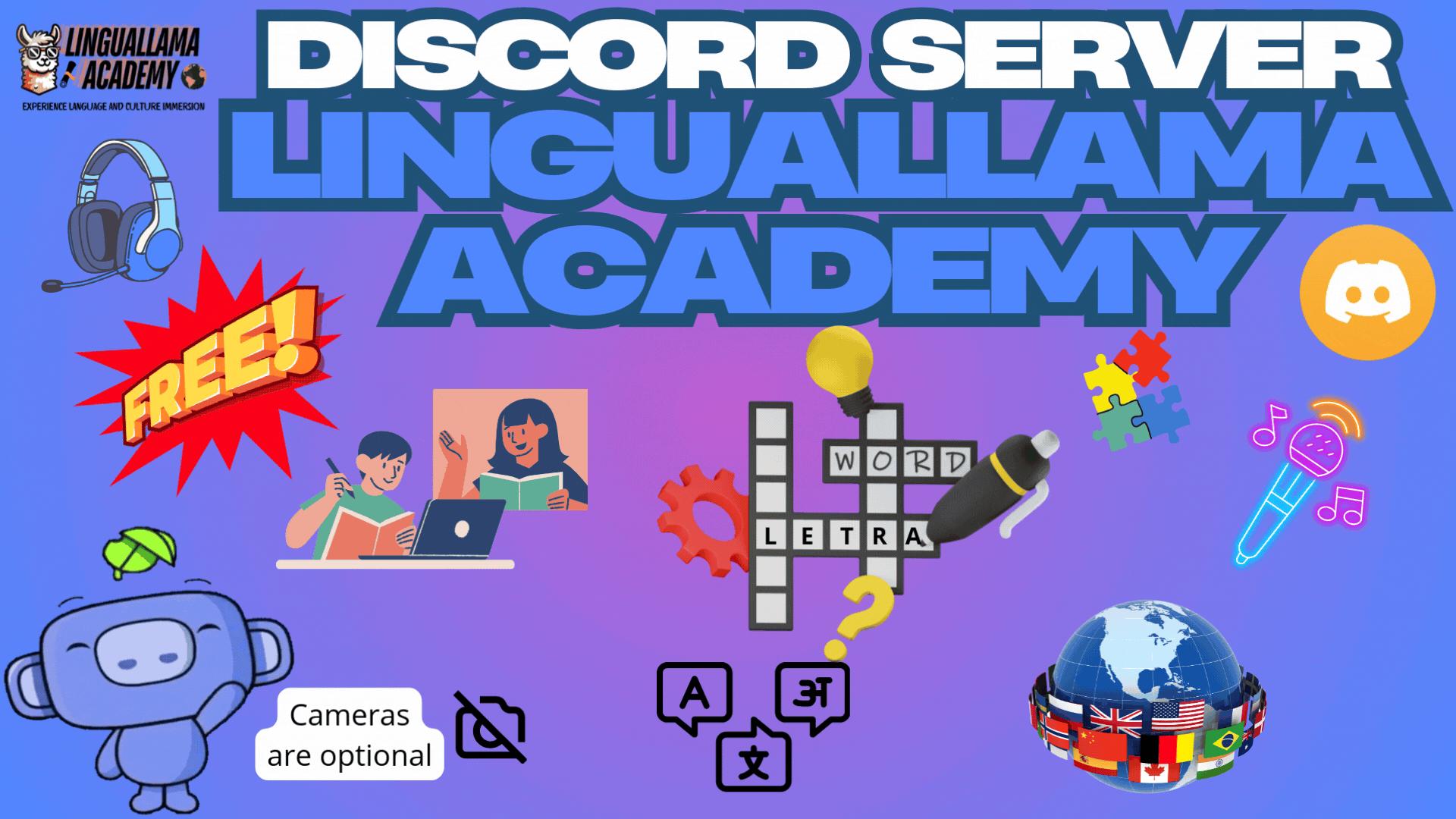 Discovery splash banner for Linguallama Academy Discord server