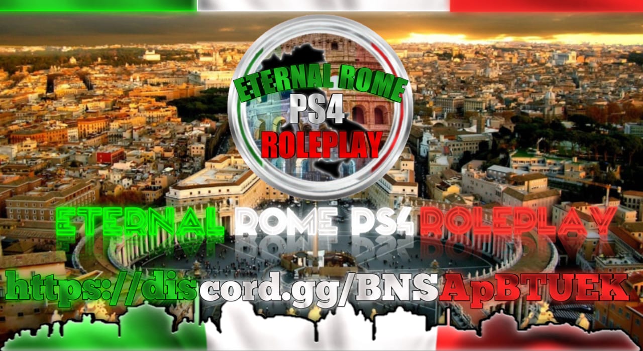 Discovery splash banner for Eternal Rome PS5 RP® Discord server
