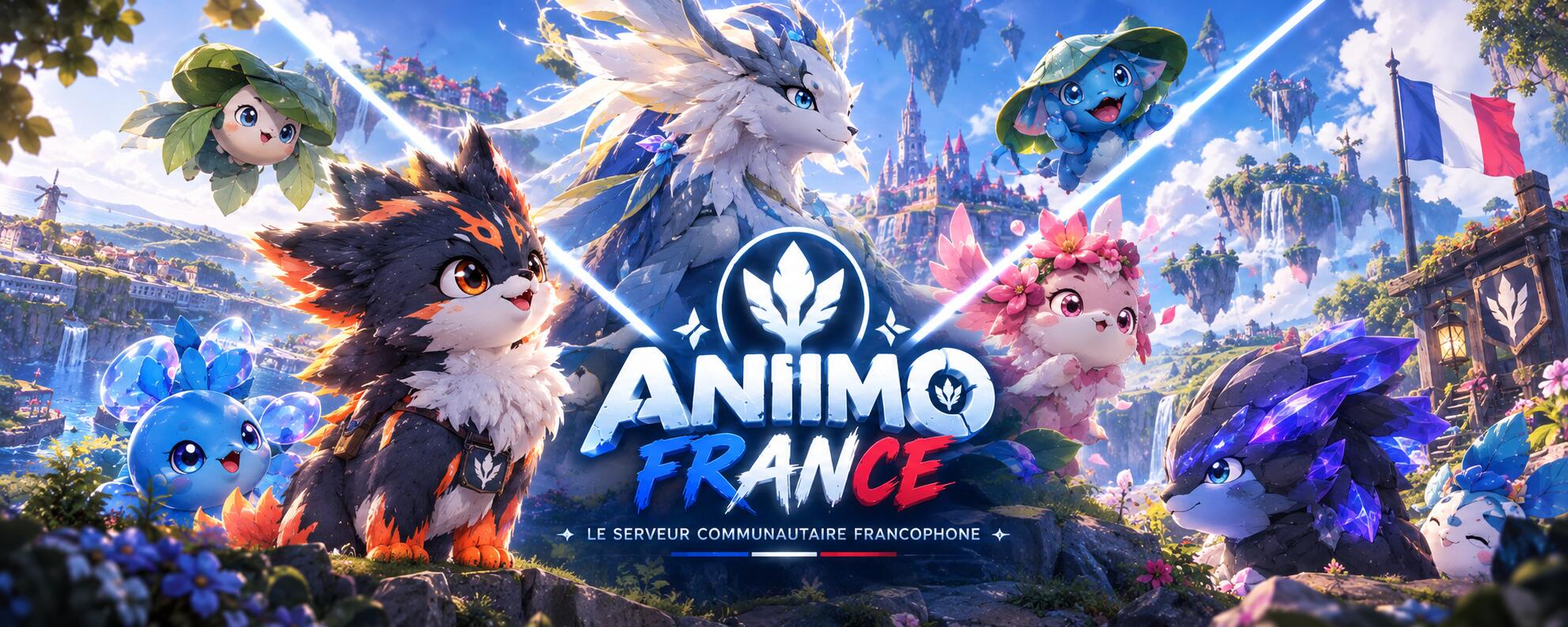 Discovery splash banner for Aniimo France | FR Discord server