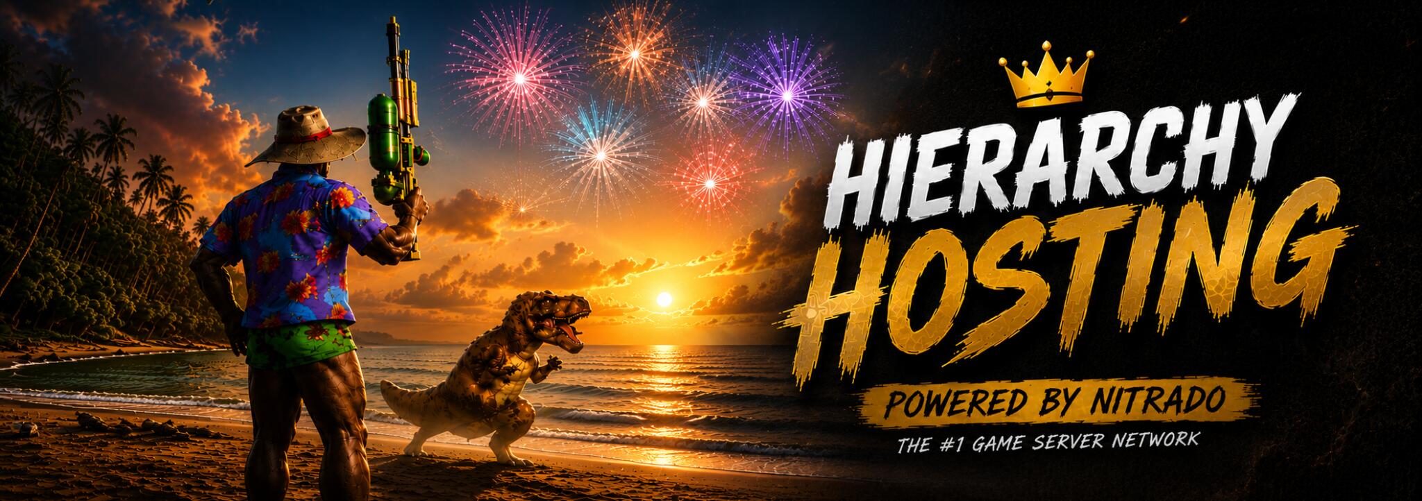 Discovery splash banner for Hierarchy Hosting | Ark Discord server