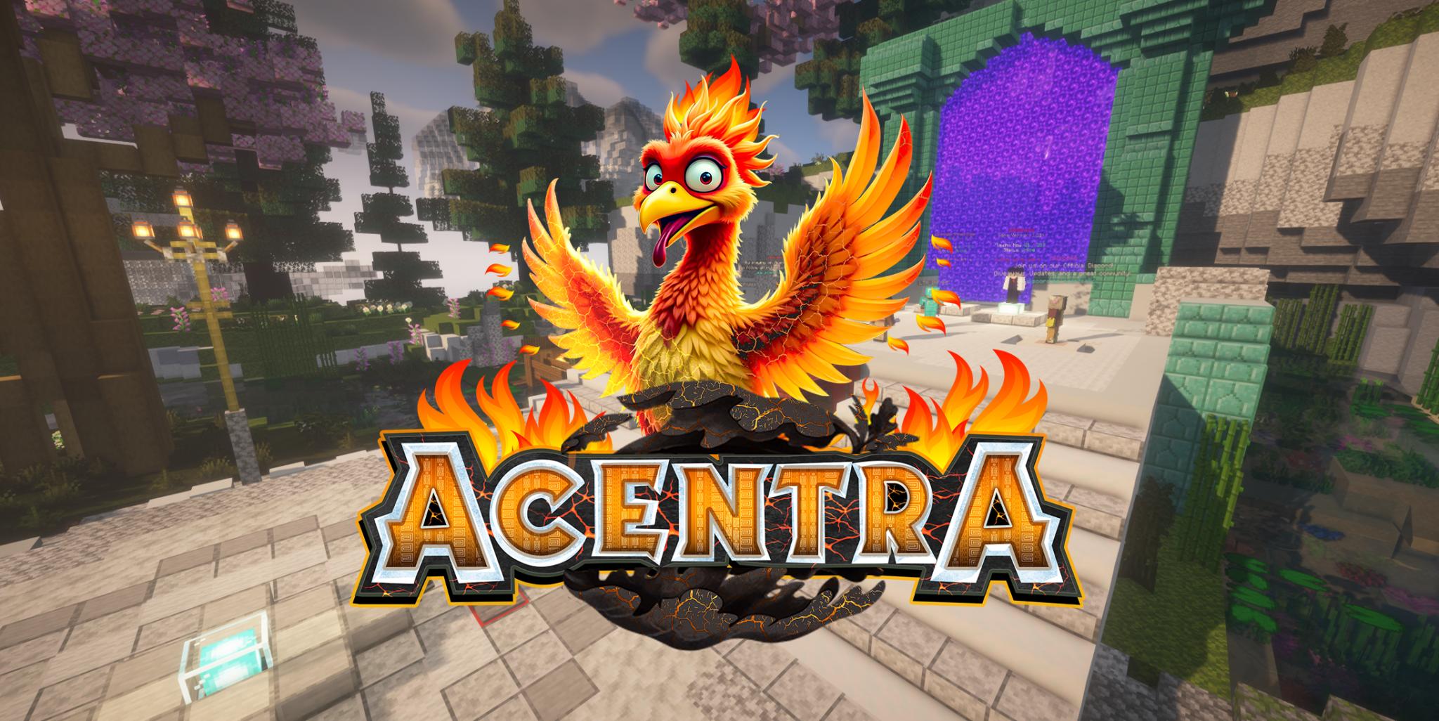 Discovery splash banner for AcentraMC | Risen from the Ashes Discord server