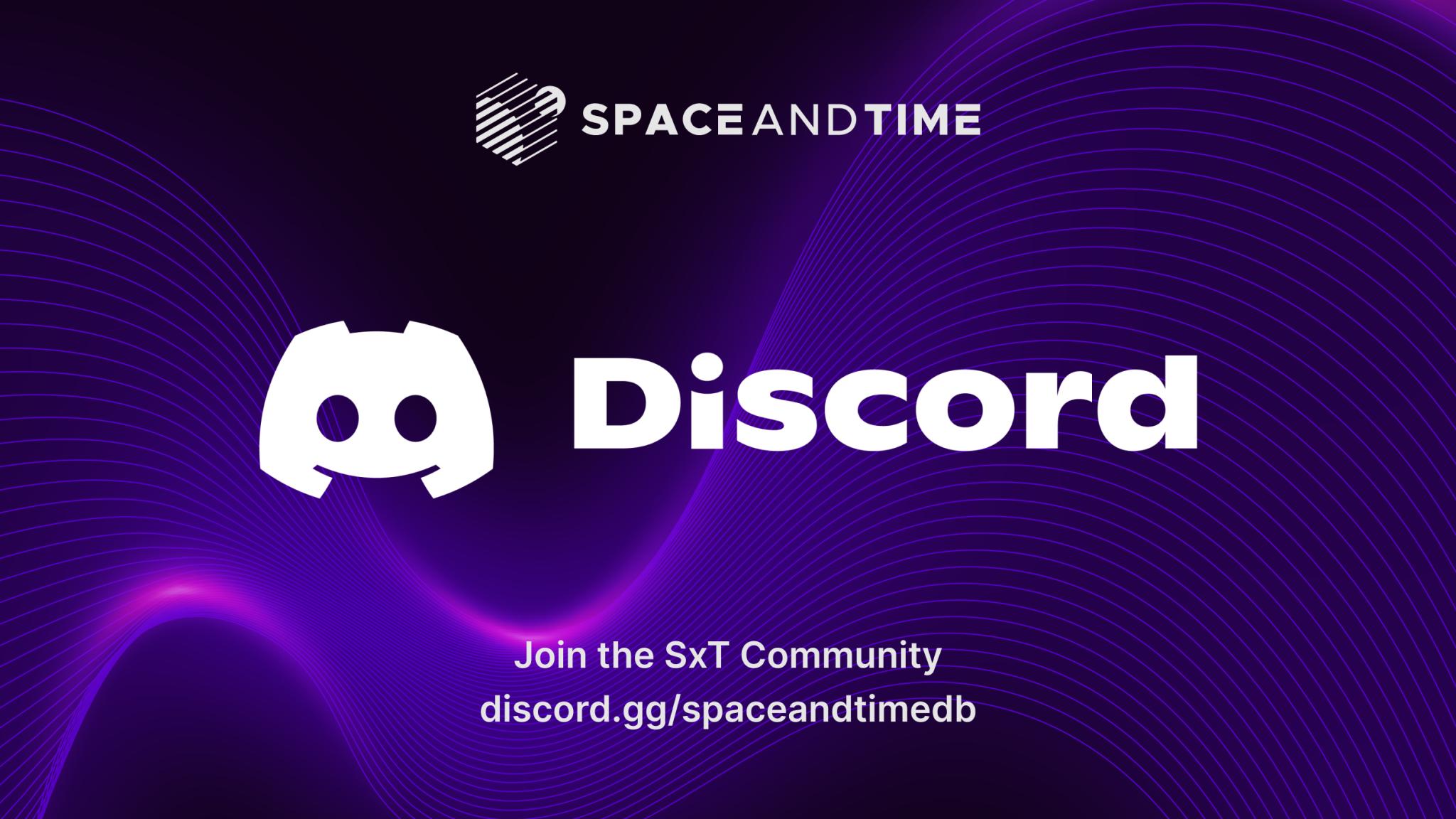 Discovery splash banner for Space and Time Discord server