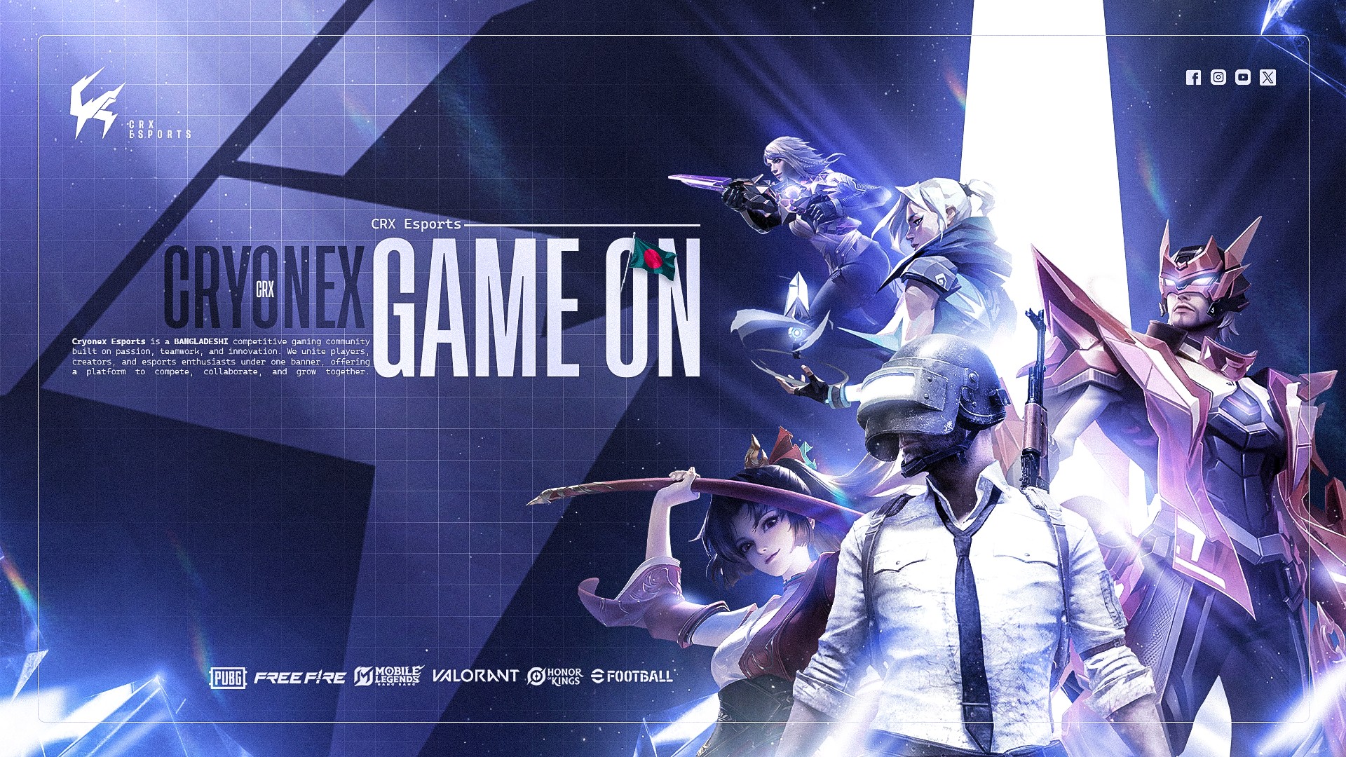 Discovery splash banner for CRYONEX ESPORTS Discord server