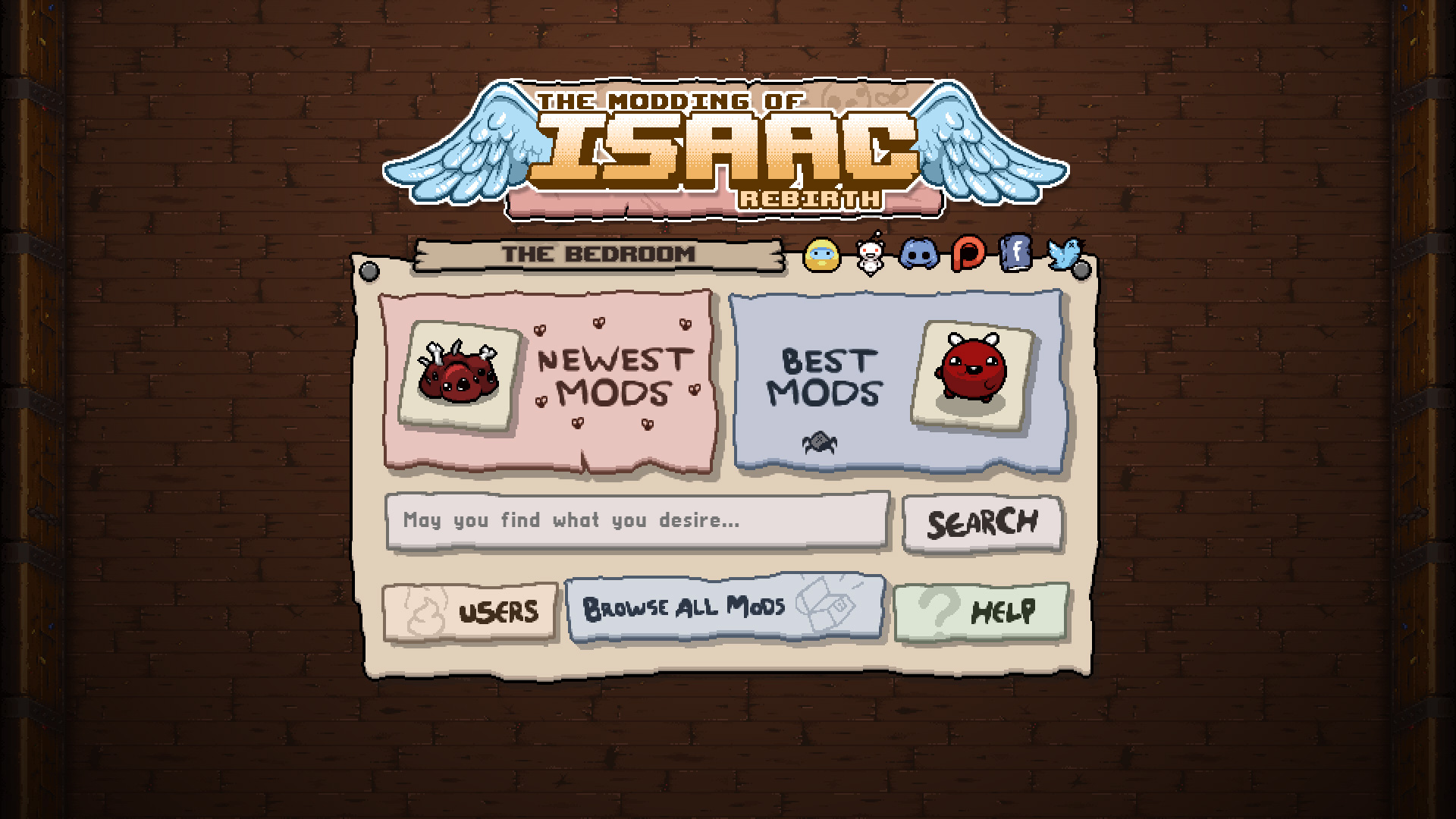 Discovery splash banner for Modding of Isaac Discord server