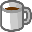 A white ceramic mug filled with dark brown coffee viewed from a slightly elevated angle.