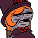 A cartoon man with orange hair and a mustache looking down with heavy, tired eyes.