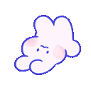 A cute, soft-pink character lying on its back and rhythmically kicking its feet in the air.
