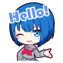 BlueGirlHi Discord Emoji