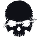 Skull rendered in simple pixel art style with a dark, hollow expression.