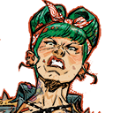 A woman with green hair and a headband making a disgusted, grimacing facial expression in a comic book art style.
