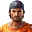 A rugged man with a beard and a cap looking directly at the viewer with a serious expression.