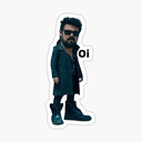 Billy Butcher in a chibi style standing with the text Oi next to him.