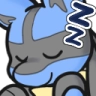 A blue creature with closed eyes and a peaceful expression with Z symbols floating above its head.