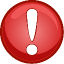 Exclamation mark symbol inside a red circle.