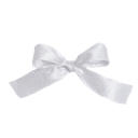 A simple white ribbon tied into a bow.