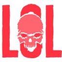 The letters LOL in bold red font against a black background.