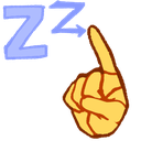 A stylized yellow hand with an index finger pointed upwards next to the blue letters ZZ.