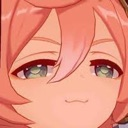 Anime girl with pink hair making a smug, satisfied expression with half-closed eyes and a small smile.