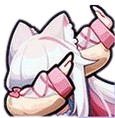 Anime cat girl with white hair performing a dabbing pose.