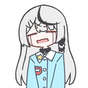 Anime girl with long white hair and a blue uniform looking sad with tears streaming down her face.