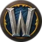 A silver letter W centered inside a gold-rimmed circular frame with a dark blue textured background.