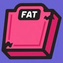 A pink bathroom scale with the word FAT displayed on its screen.