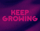 Text reading Keep Growing, Keep Eating, Keep Gaining, and Keep Stuffing in bold pink letters against a dark purple backgroun…