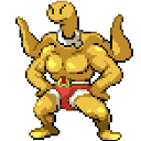 A muscular, four-armed yellow creature in red trunks stands in a confident, flexing pose.