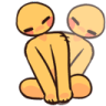 Two yellow figures joined at the back, rocking rhythmically from side to side with closed eyes.