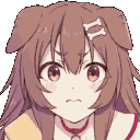 Anime dog girl with brown hair and ears cycles through four different facial expressions.