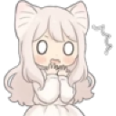 Anime girl with wide eyes and hands over her mouth looking nervous and shocked.