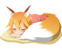 Senko-san the fox girl sleeping peacefully on a soft pillow.