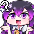 Anime cat girl with purple hair shrugging with a large question mark above her head.