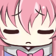 Yuno Gasai with pink hair and closed eyes looking pensive and sad.