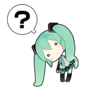 Hatsune Miku with teal hair tilts her head in confusion next to a large question mark bubble.