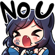 Anime cat girl shouting NO U with a frustrated and cute expression.