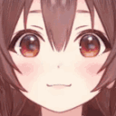 Inugami Korone with a narrowing gaze and a small, unimpressed frown.