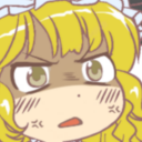 Marisa Kirisame with blonde hair and a maid-style headpiece making an exaggerated disgusted face with visible blush marks.