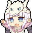 Kanna Kamui from Dragon Maid wearing a dragon hood and making a cute roaring face.