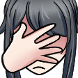 Ayano Aishi from Yandere Simulator covering her face with her hand in a classic facepalm gesture.