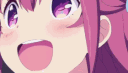 Anime girl with pink hair making a smug, self-satisfied facial expression.