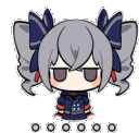Bronya Zaychik in a chibi art style staring blankly with a deadpan expression.
