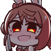 Anime girl with bunny ears and glowing red eyes rapidly panting in a heavy-breathing animation.