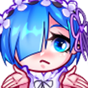 Rem from Re:Zero shrugging with a confused facial expression.