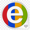 eBay logo with a small heart icon in the bottom right corner.
