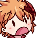 Anime boy with orange hair and wide eyes looking shocked with his mouth wide open.