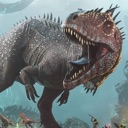 Dinosaur roaring with its mouth wide open and tongue sticking out.
