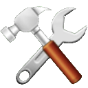 Hammer and wrench crossed in an X-shape.