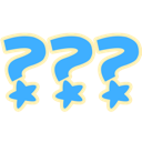 Three blue question marks, each with a small yellow star at the bottom.